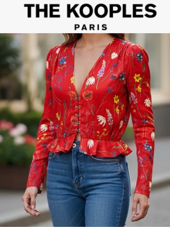 The Kooples Tops - THE KOOPLES SPRING BLOOM PLEATED PEPLUM FLORAL PRINT BLOUSE NWT SIZE SMALL